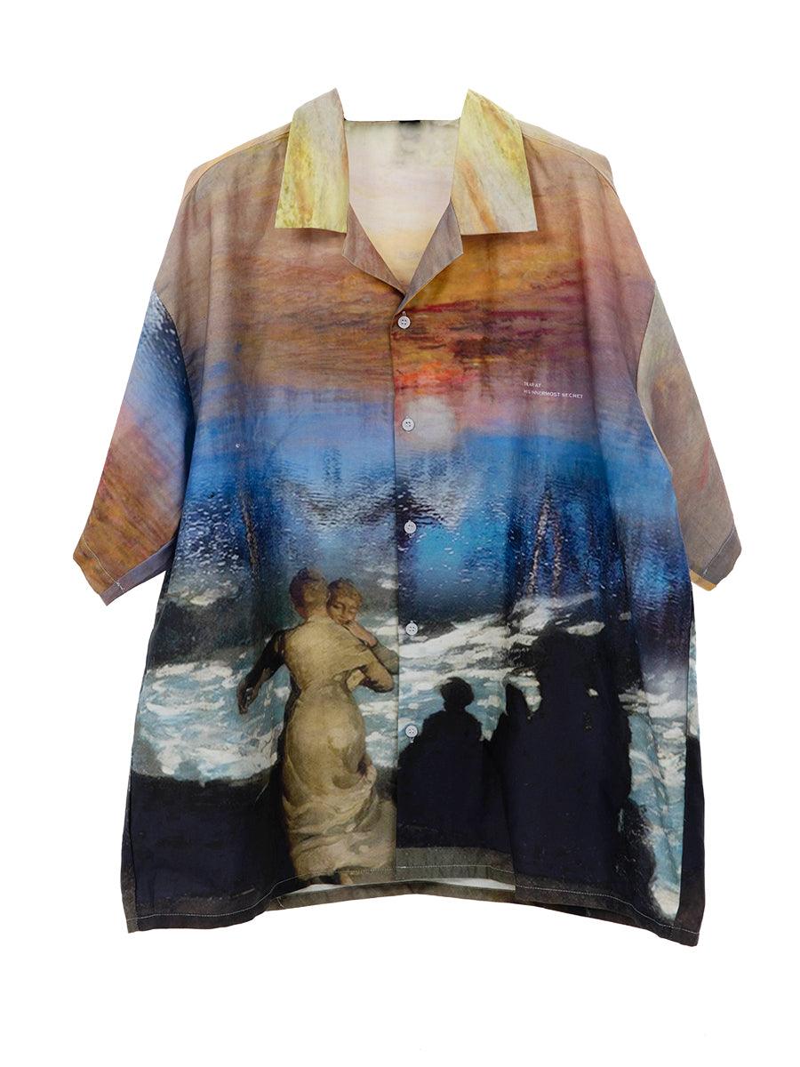 Center of Rotation Sunset Landscape Cuban Shirt