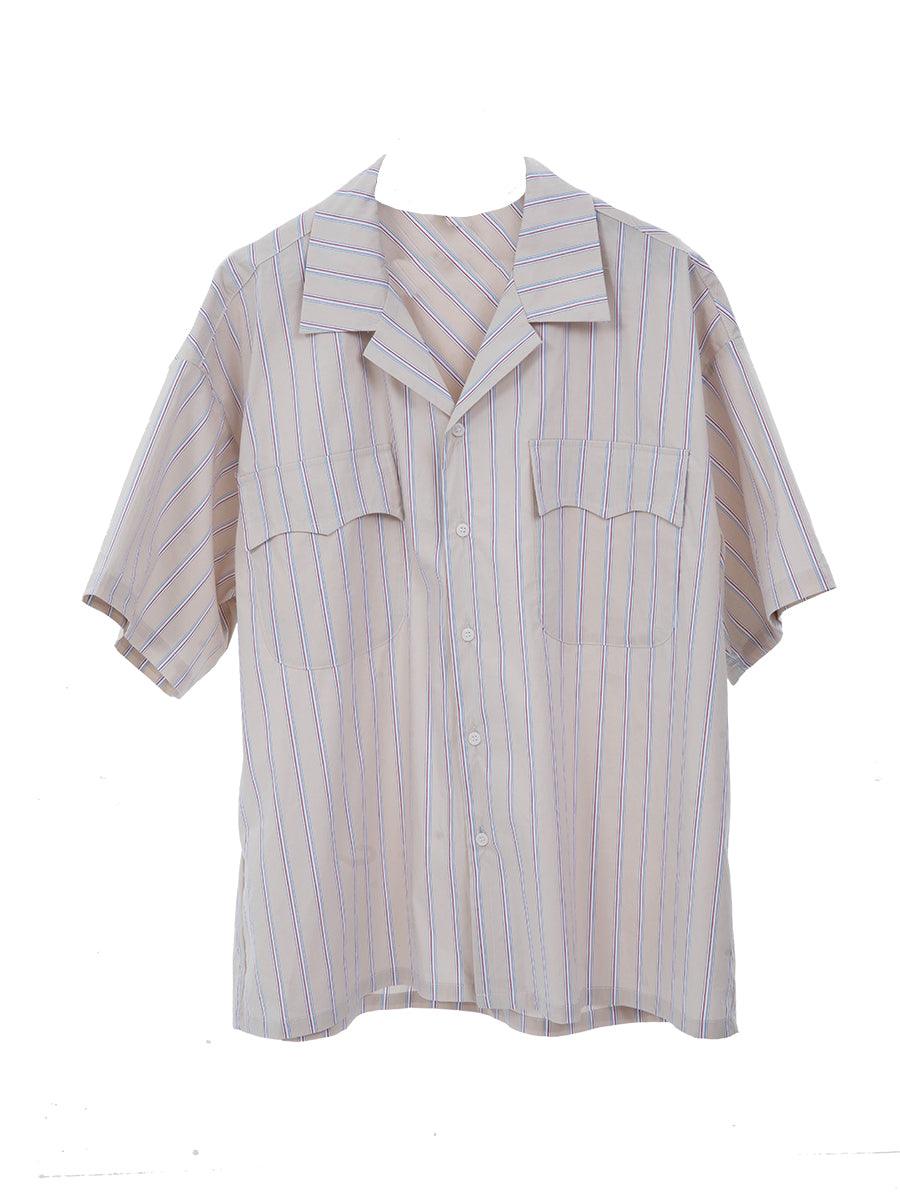 Center of Rotation Plaid Striped Cuban Shirt