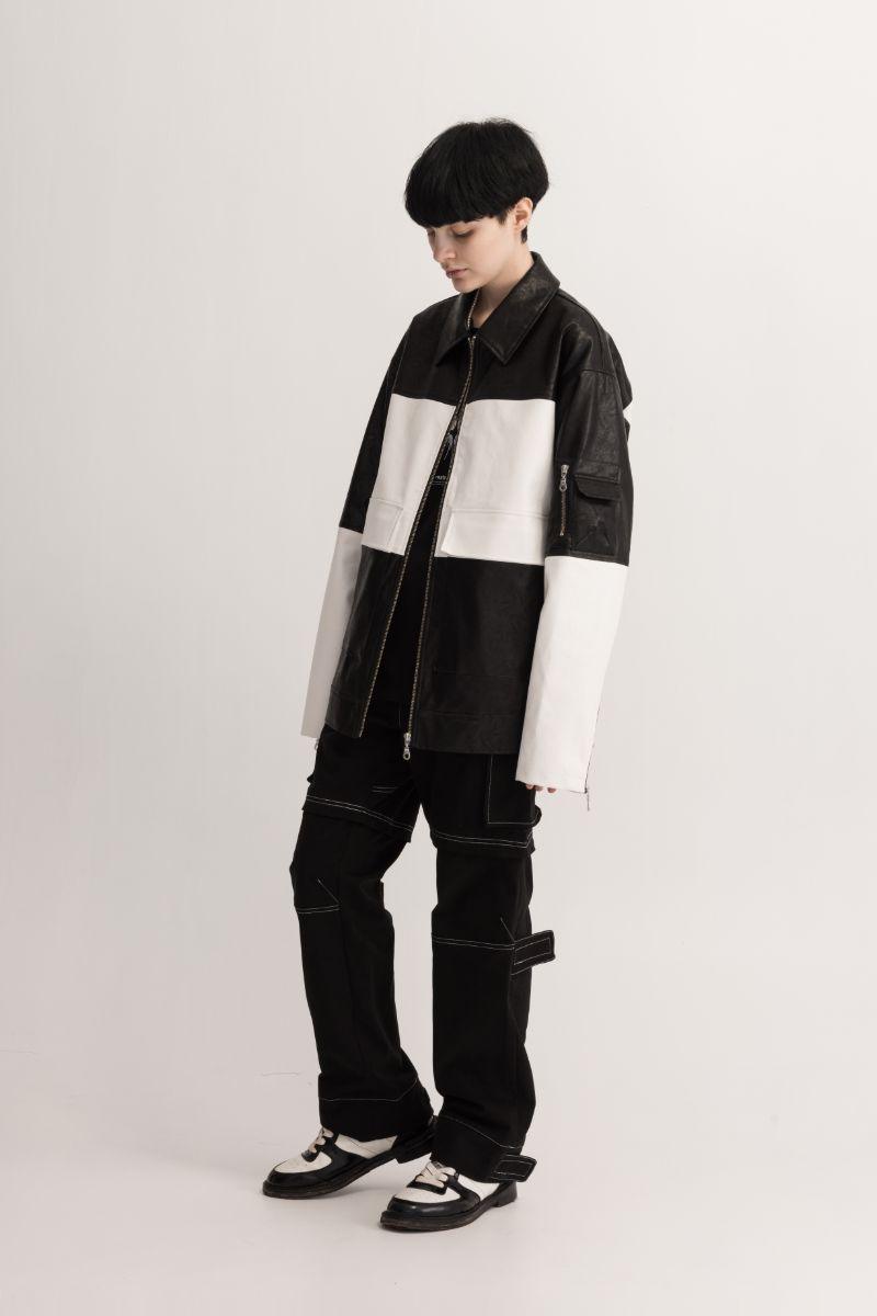 Empty Reference Contrast Leather Jacket