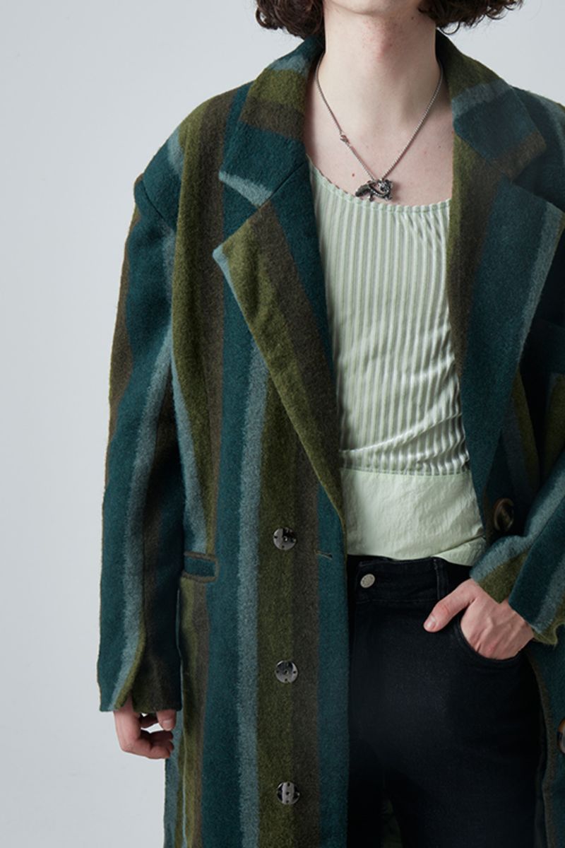 Mix7 Striped Woolen Coat