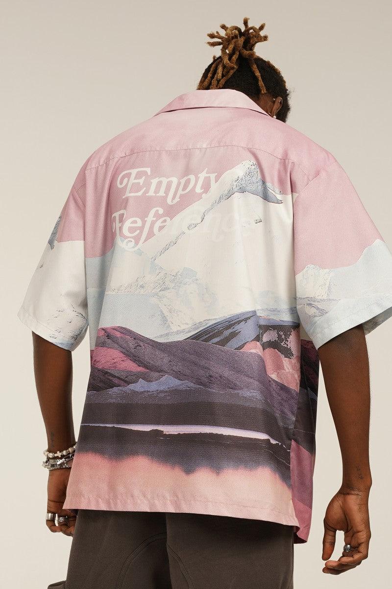 Empty Reference Mountains Print Cuban Shirt