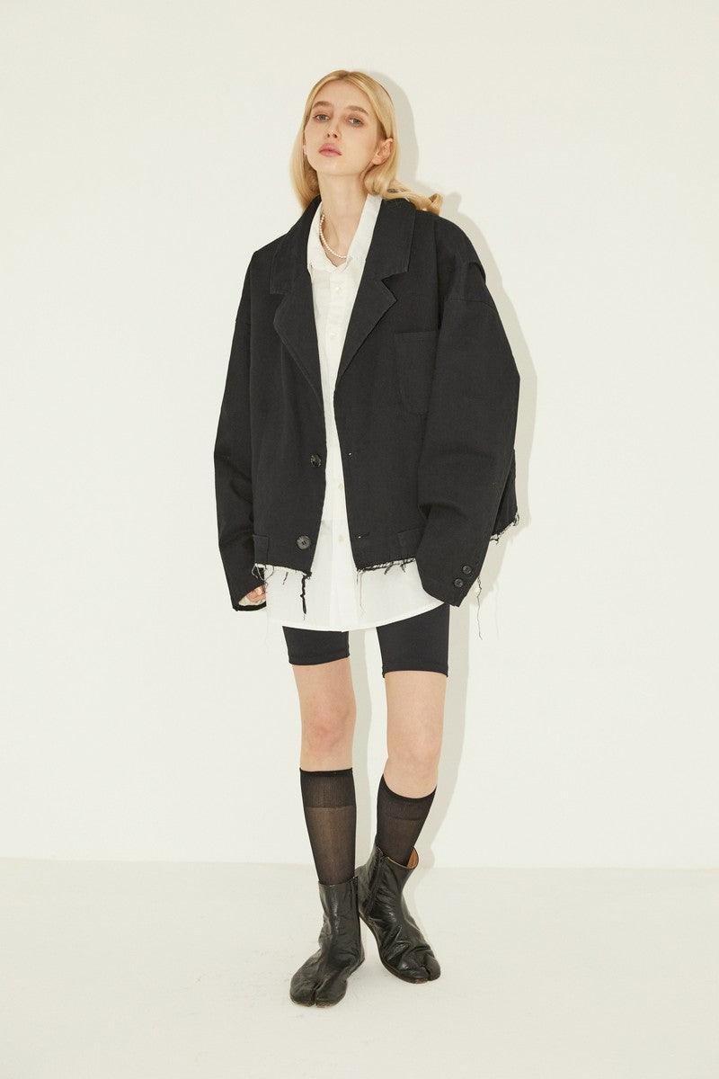 Empty Reference Washed Ripped Suit Jacket