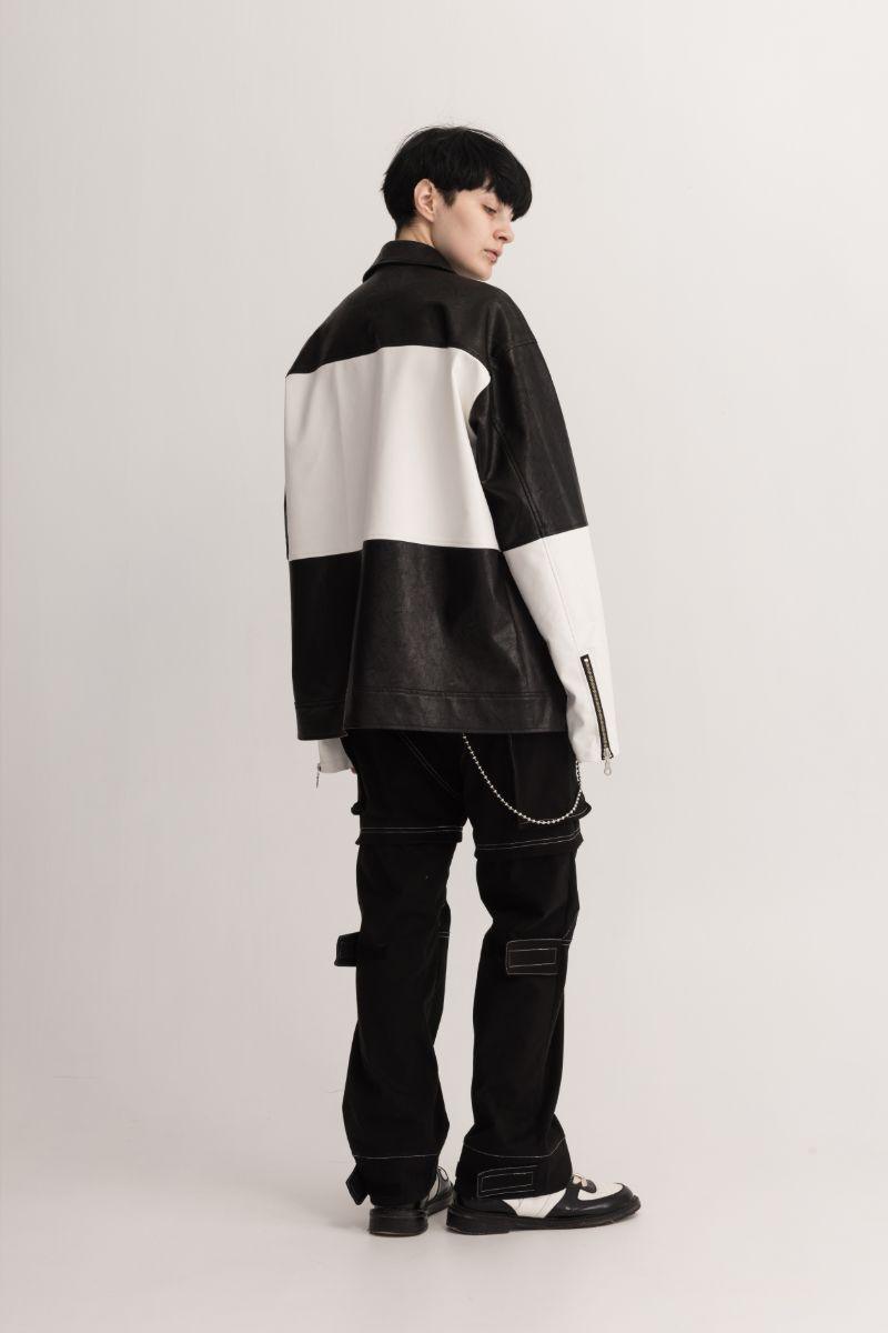 Empty Reference Contrast Leather Jacket