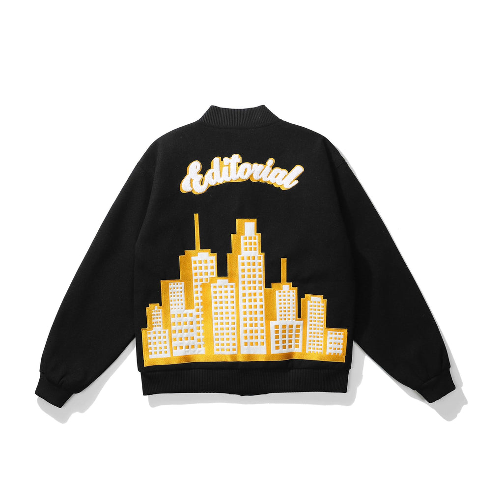 CZ Skyscraper Embroidered Varsity Jacket