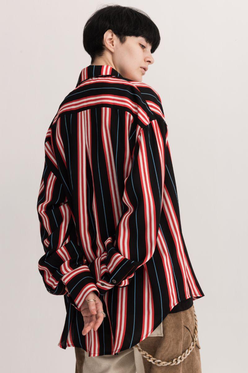 Empty Reference Black and Red Striped L/S Shirt