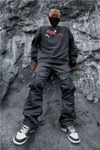 STEEPC Multi Pocket Flared Trousers