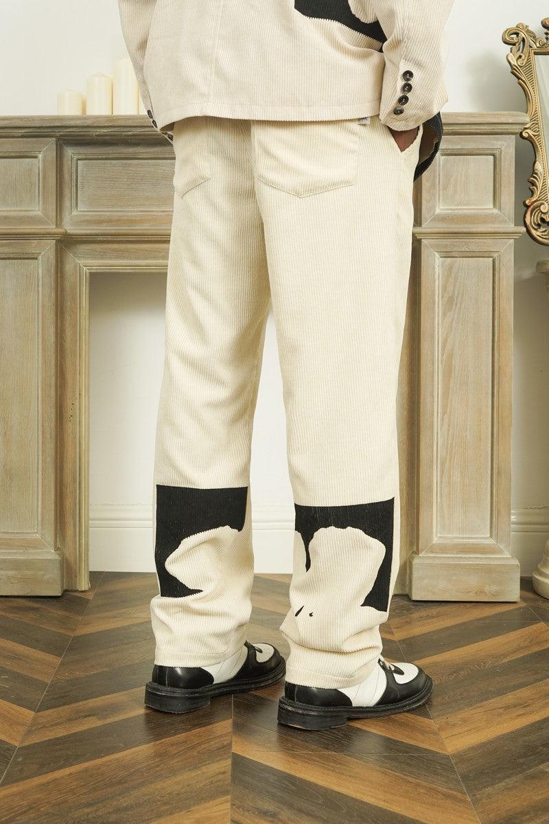 Empty Reference Flower Corduroy Straight Trousers