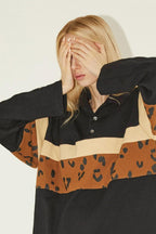 Empty Reference Striped Stitched Long Sleeves Polo
