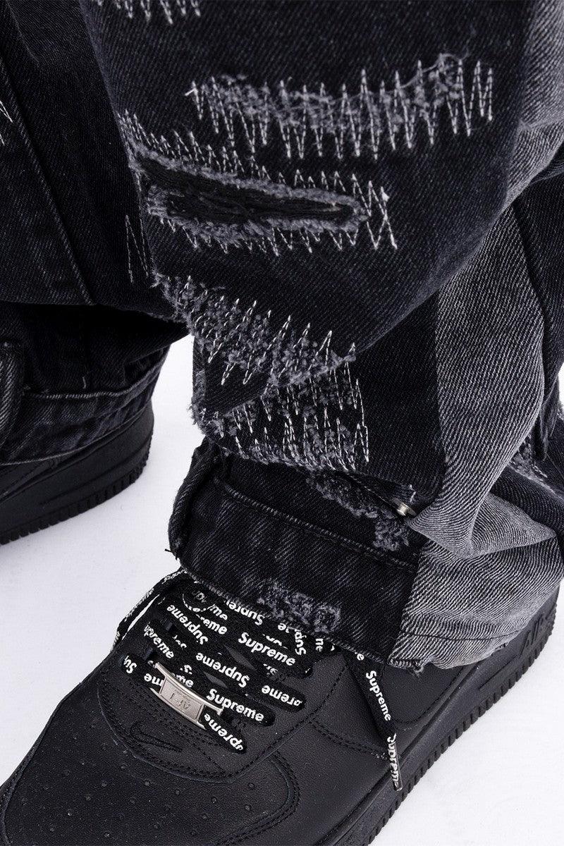 CZ Embroidered Destroyed Jeans
