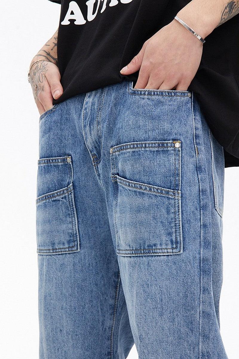 CZ Front Pockets Straight Jeans