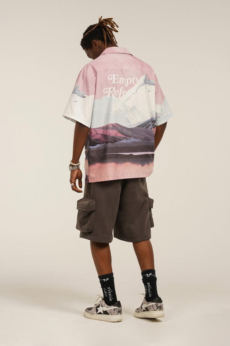 Empty Reference Mountains Print Cuban Shirt