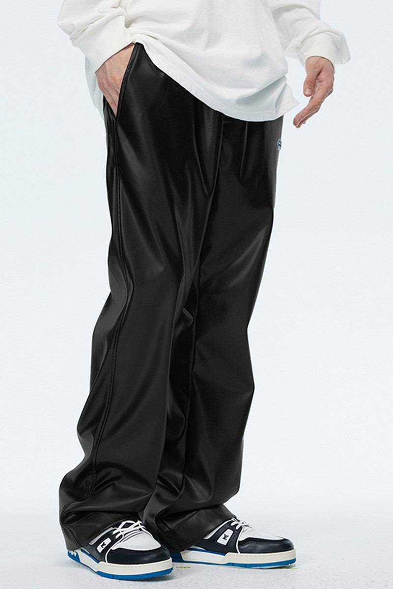 OO PU Leather Flared Trousers