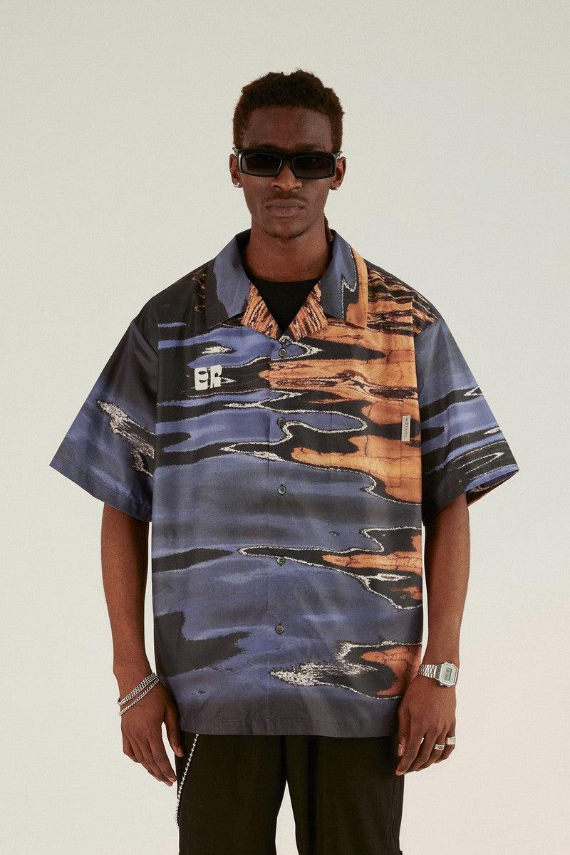 Empty Reference Ripple Print Logo Cuban Shirt