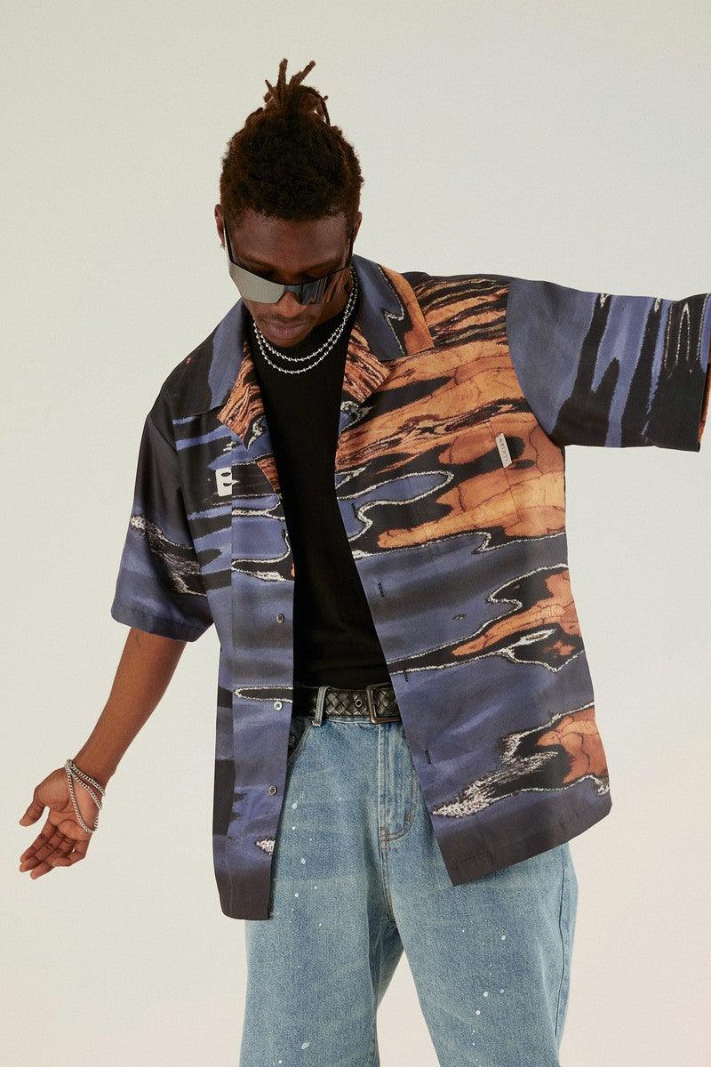 Empty Reference Ripple Print Logo Cuban Shirt