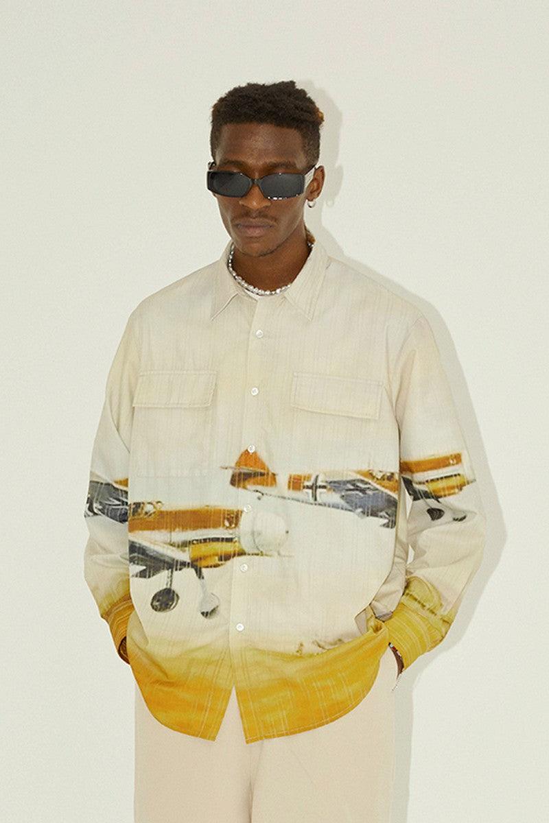 Empty Reference Airplane Landscape Print Shirt