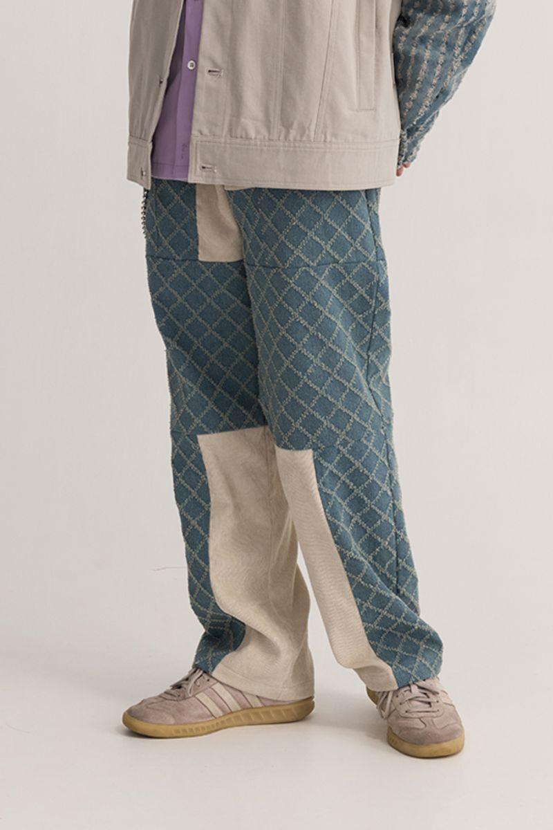 Empty Reference Plaid Stitching Jeans