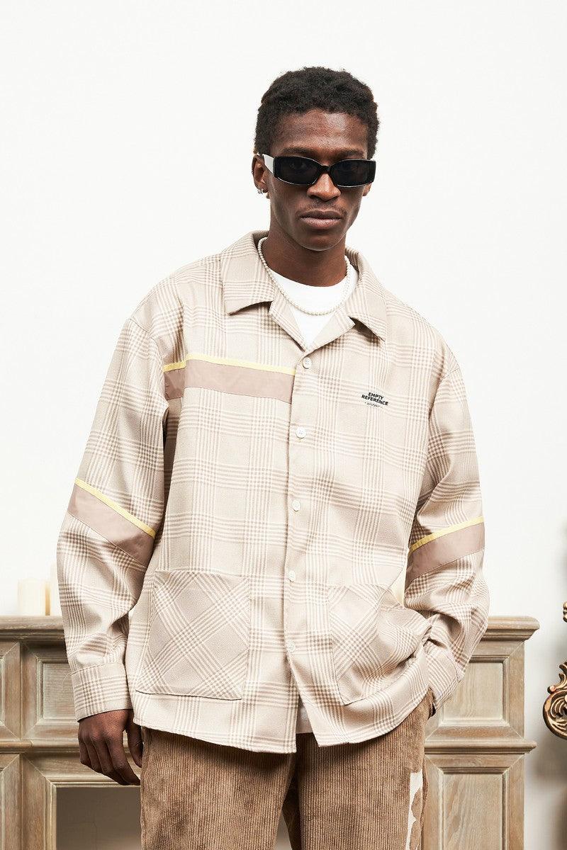 Empty Reference Plaid Khaki L/S Cuban Shirt