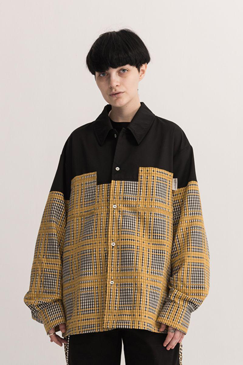 Empty Reference Plaid Stitching L/S Shirt Jacket