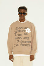 Empty Reference Camel Flower Print Sweater