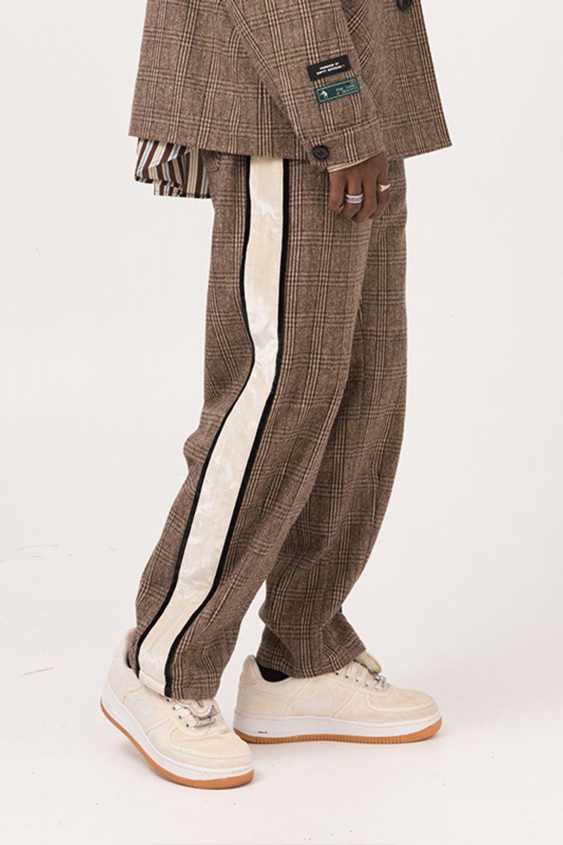 Empty Reference Coffee Plaid Suit Trousers