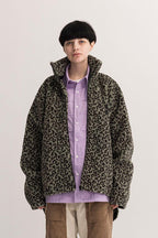 Empty Reference Leopard Pattern Zip Fleece