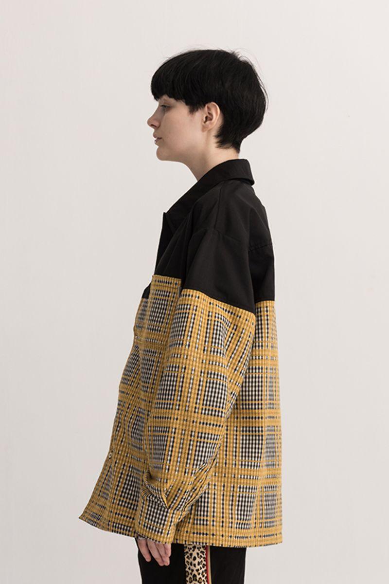 Empty Reference Plaid Stitching L/S Shirt Jacket