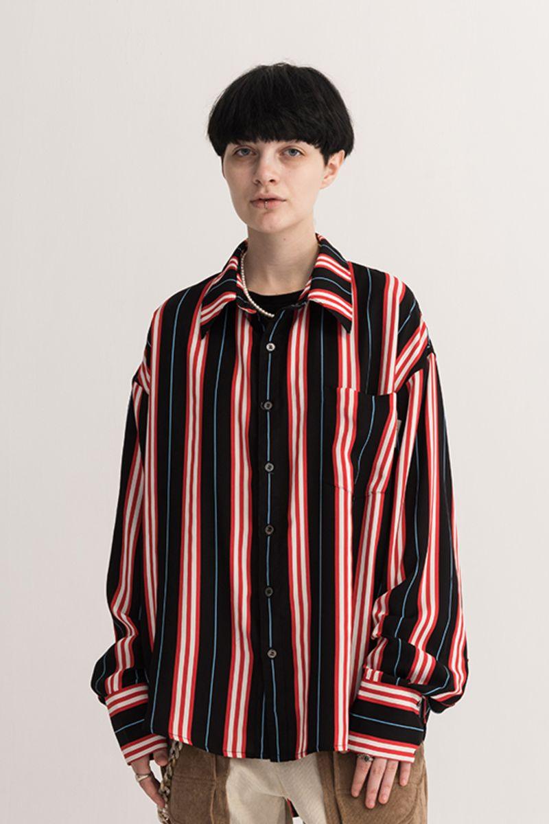 Empty Reference Black and Red Striped L/S Shirt