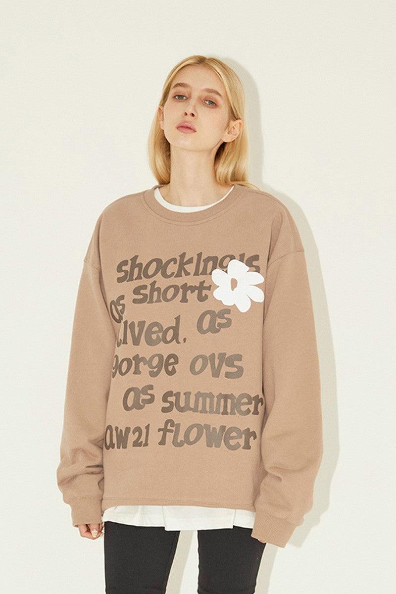 Empty Reference Camel Flower Print Sweater
