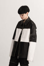 Empty Reference Contrast Leather Jacket