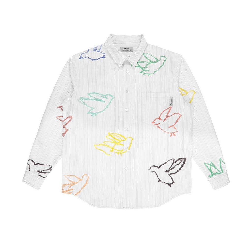 Empty Reference Striped Colorful Birds Shirt