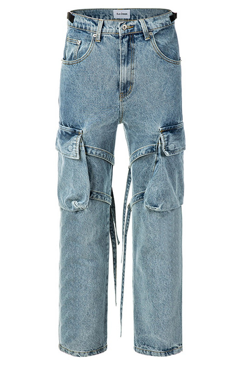 OO Straps Straight Washed Jeans
