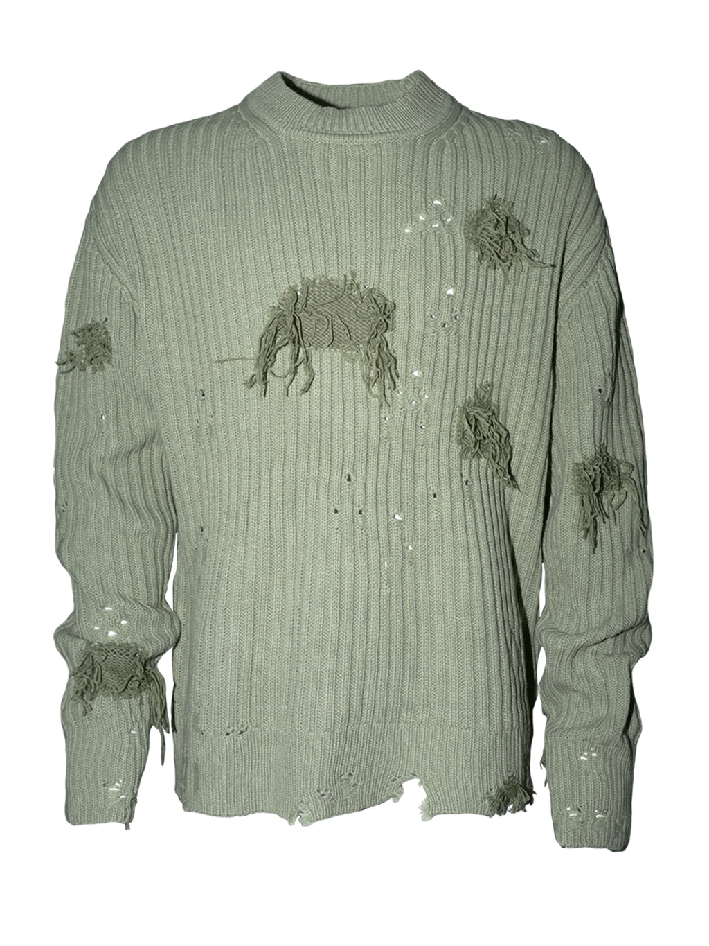 Unknown World Earth Gray Distressed Sweater