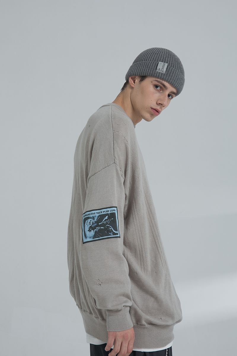 THINGY Vintage Patches Knit Wool Sweater