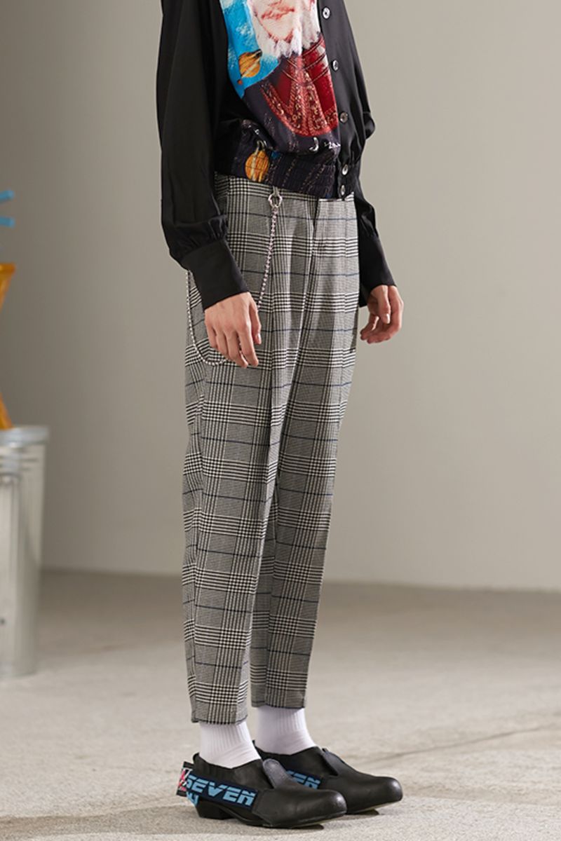 Mix7 Retro Plaid Straight Trousers