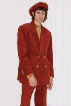Mix7 Retro Wine Corduroy Blazer