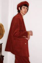 Mix7 Retro Wine Corduroy Blazer
