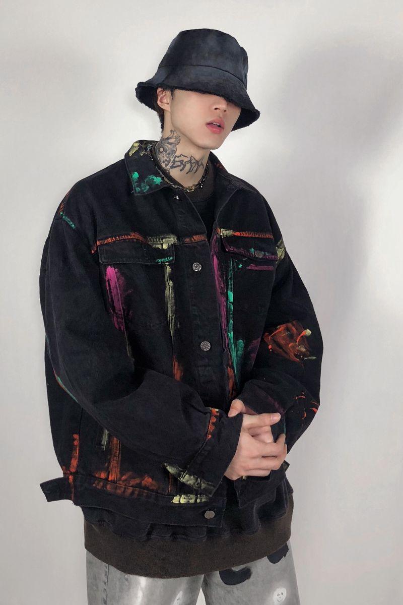 CZ Abstract Painted Jeans Jacket