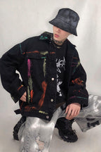 CZ Abstract Painted Jeans Jacket