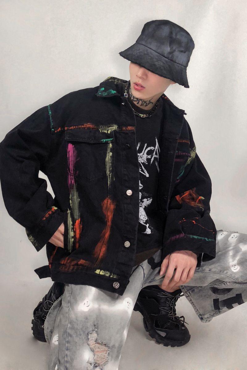 CZ Abstract Painted Jeans Jacket