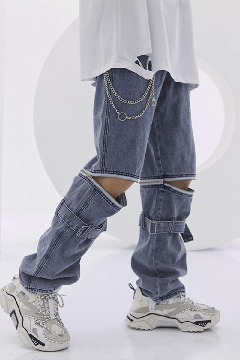 CZ Zipper Straps Loose Jeans