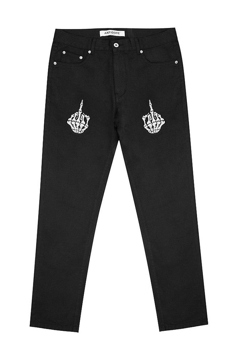 Antidote Skeleton Hands Embroidered Slim Trousers