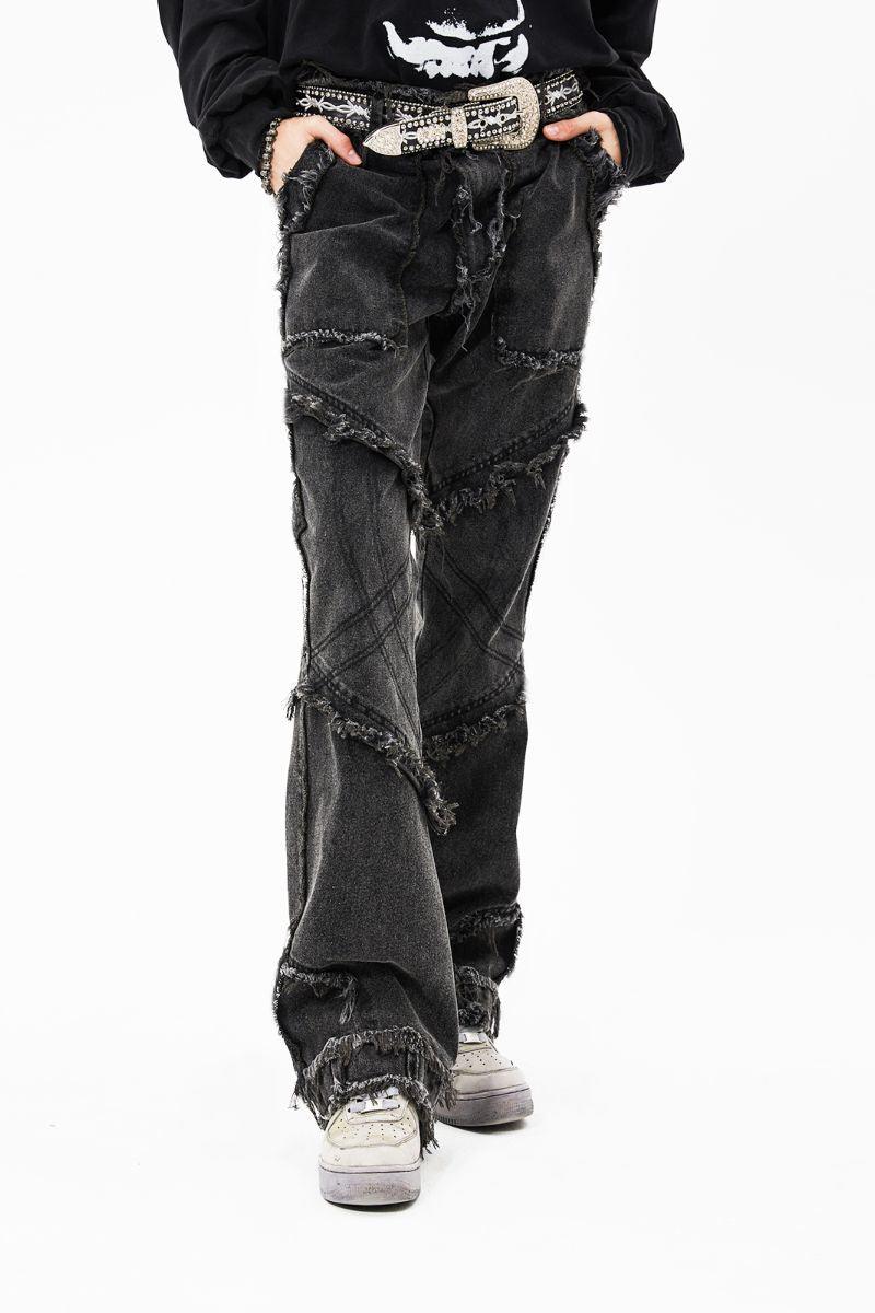 BLACKTAI Deconstructed Washed Jeans