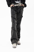 BLACKTAI Deconstructed Washed Jeans
