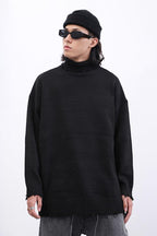 CZ Solid Black Turtleneck
