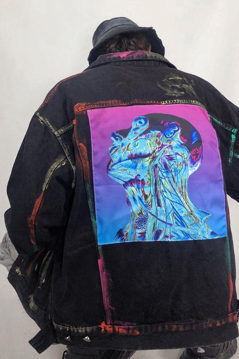 CZ Abstract Painted Jeans Jacket