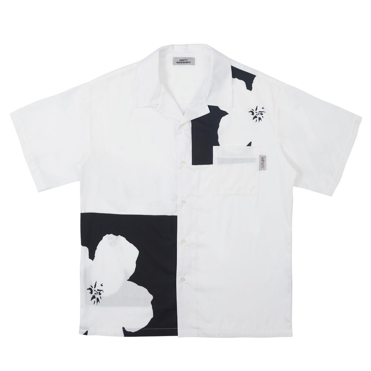 Empty Reference White Floral Print Cuban Shirt