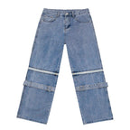 CZ Zipper Straps Loose Jeans