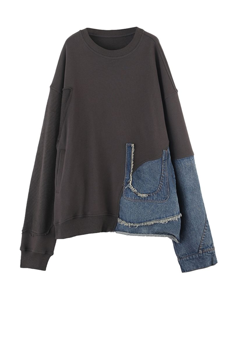 THINGY Stitched Jeans Washed Sweater
