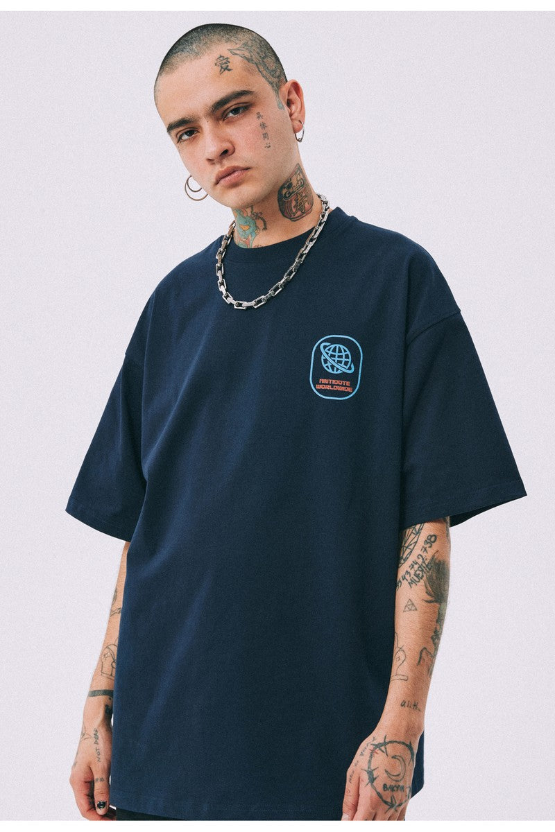 Antidote Globe Print Logo Tee