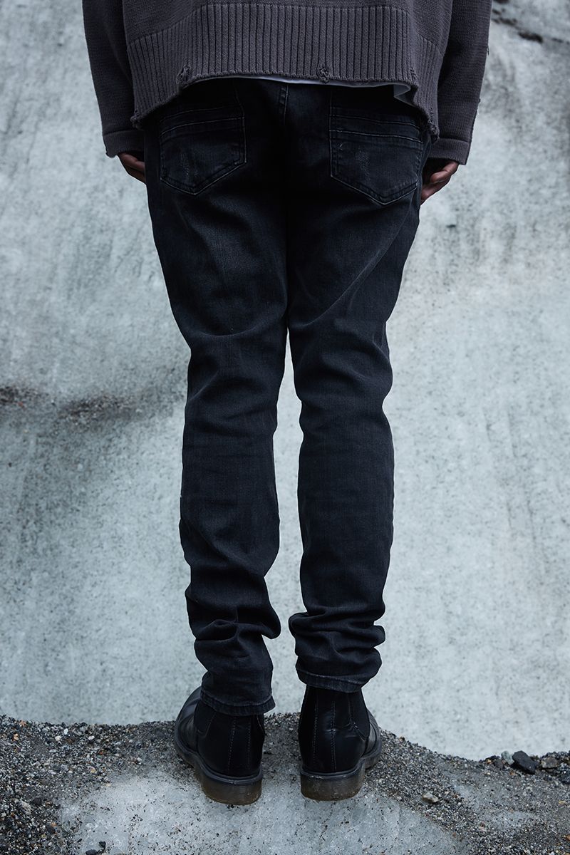 STEEPC Black Washed Distressed Jeans